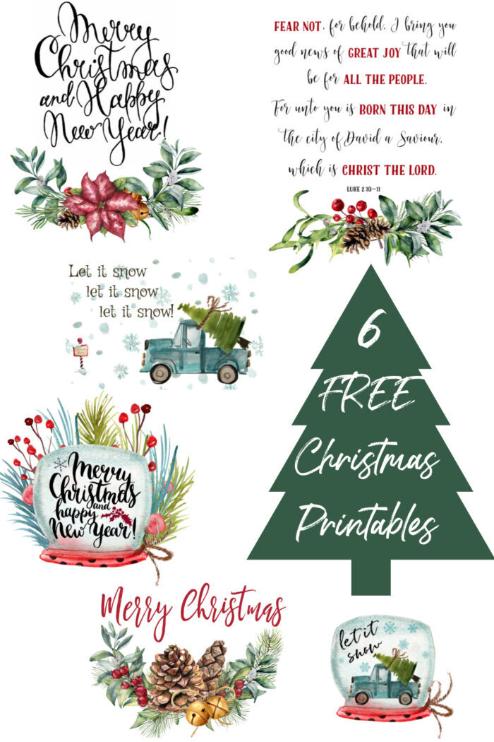 Enjoy these 6 FREE Christmas printables...so many design and decor possibilities! artsychicksrule.com