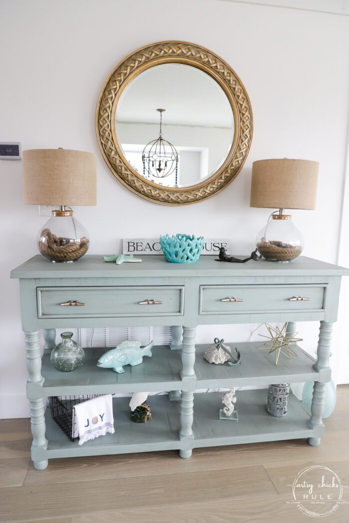 Aqua Console Table (with driftwood stain)
