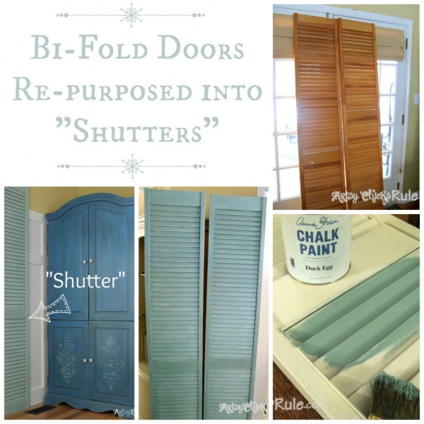 Bi-fold-Doors-Repurposed-into-Shutters-Duck-Egg-Blue-Chalk-Paint - #chalkpaint #duckeggblue -artsychicksrule.com