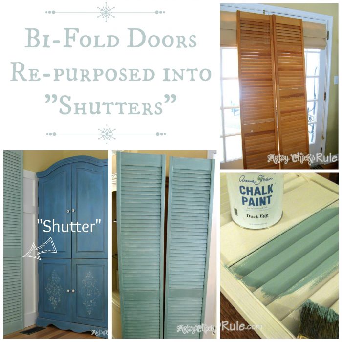 Repurposed Bi-Fold Doors (Duck Egg Blue Chalk Paint)