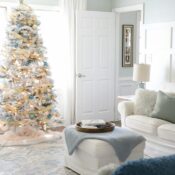 Blue and Gold Christmas Decor (family room)