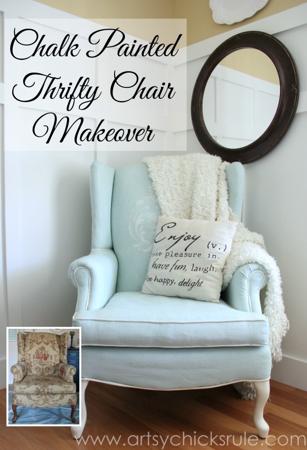 Chalk-Painted-Upholstered-Chair-Makeover-After-Makeover-artsychicksrule.com #chalkpaint