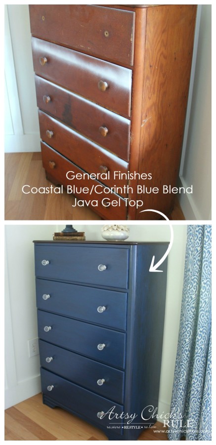 Coastal & Corinth Blue Milk Paint Makeover w Java Gel Top - Finished - #generalfinishes #milkpaint #javagel artsychicksrule.com