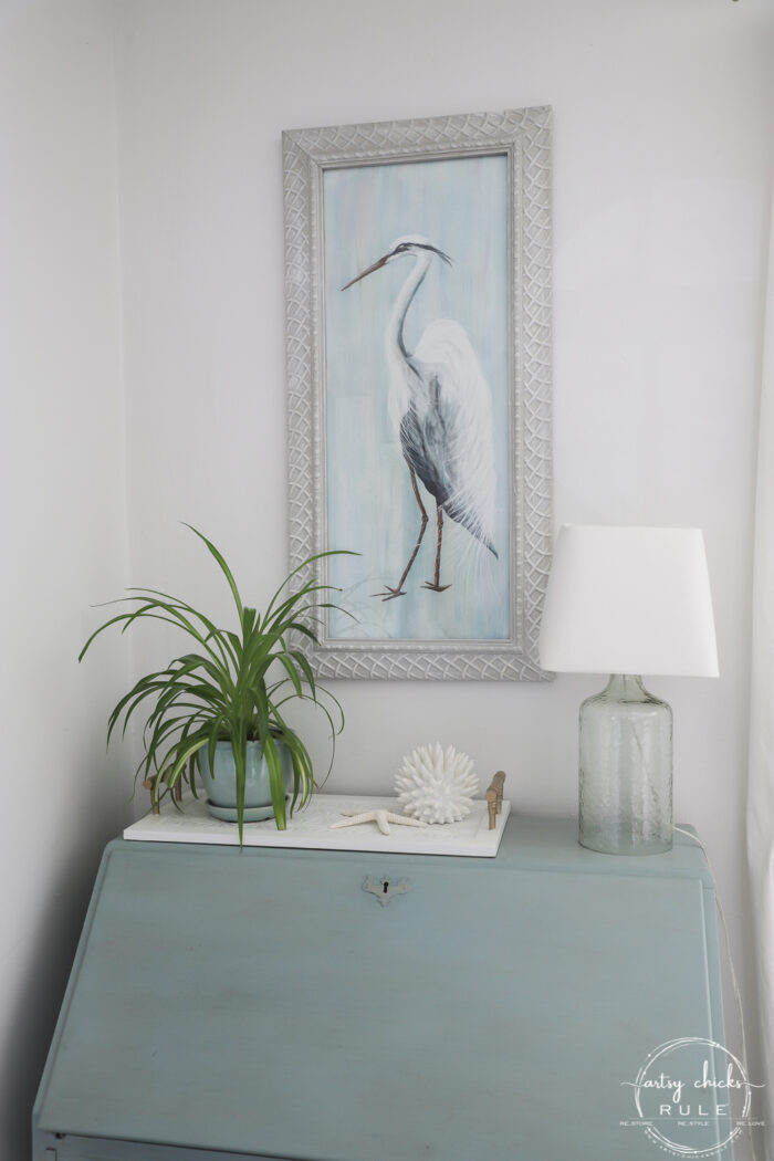 Blue Heron Painting over blue secretary