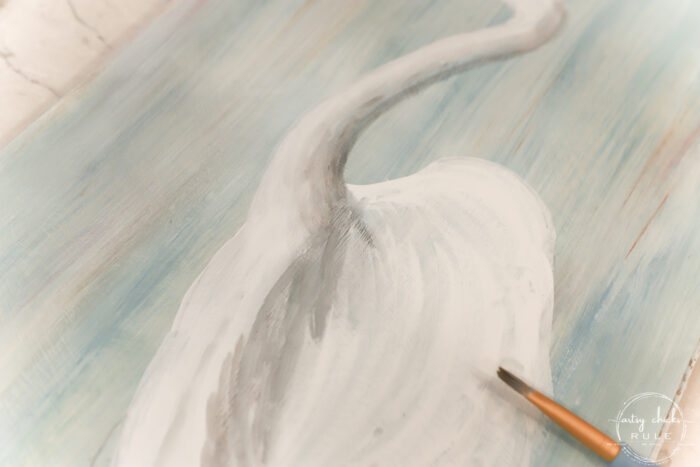 shading in blue heron painting