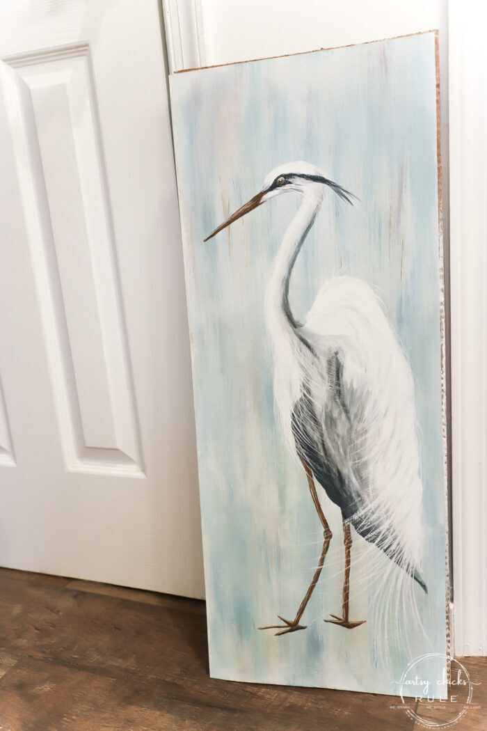 first look at finished blue heron painting