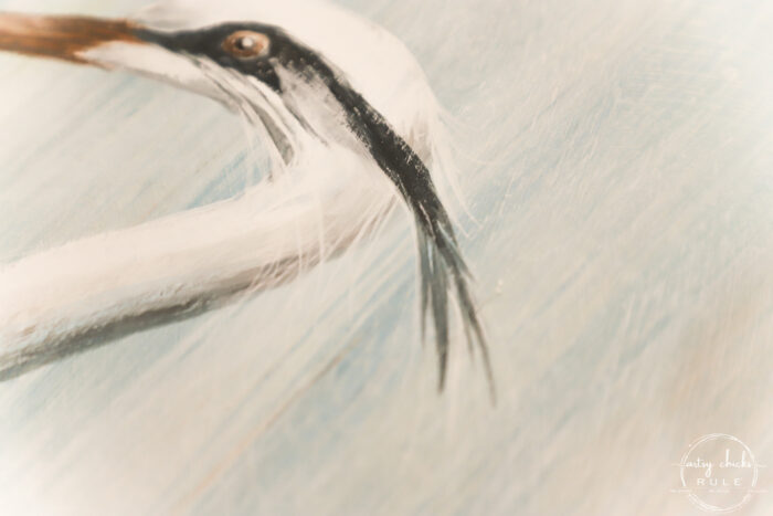 adding wisps of feathers on blue heron head
