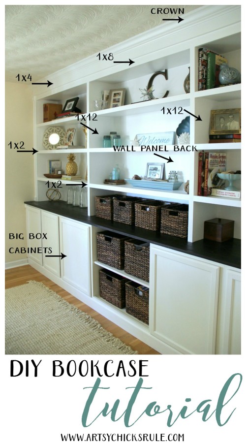 DIY Bookcase Tutorial - FULL TUTORIAL - artsychicksrule.com #DIYBookcase #Bookcase #diybuiltin