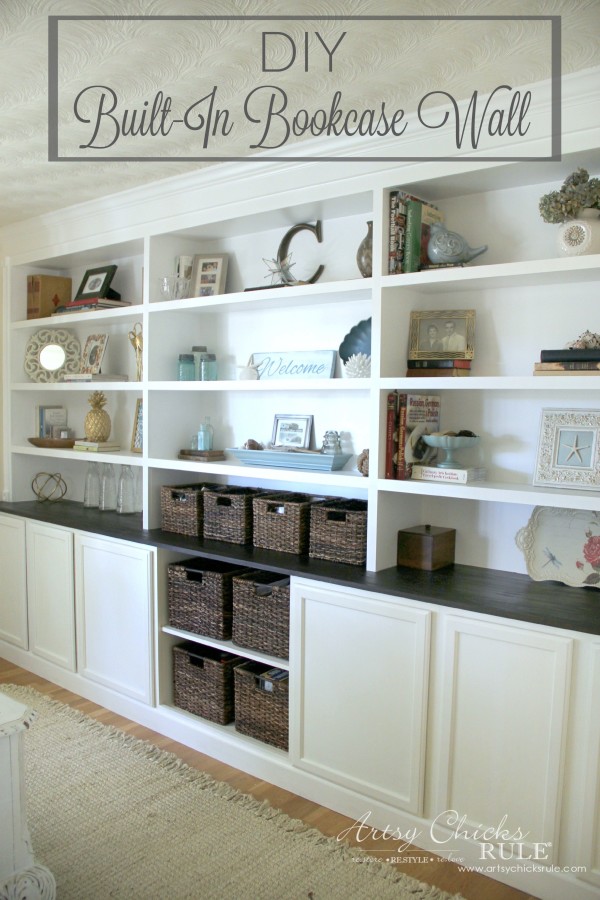 DIY Built-In Bookcase Wall - Custom Look DIY - artsychicksrule #bookcase #diy #builtinbookcase