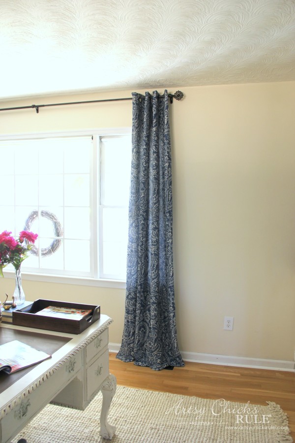 DIY Built-In Bookcase Wall - New Blue Curtains - artsychicksrule #bookcase #diy