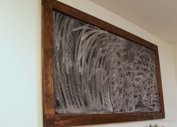 DIY Farmhouse Inspired Chalkboard - prepping with chalk - artsychicksrule