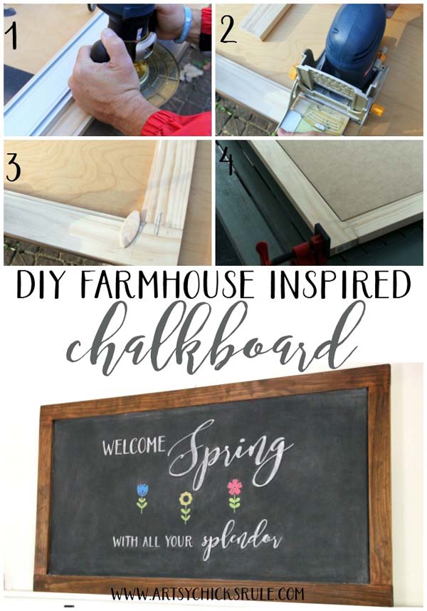 DIY Farmhouse Inspired Chalkboard!! Need to do this!!! #chalkboardart #diychalkboard #freeprintable #springart