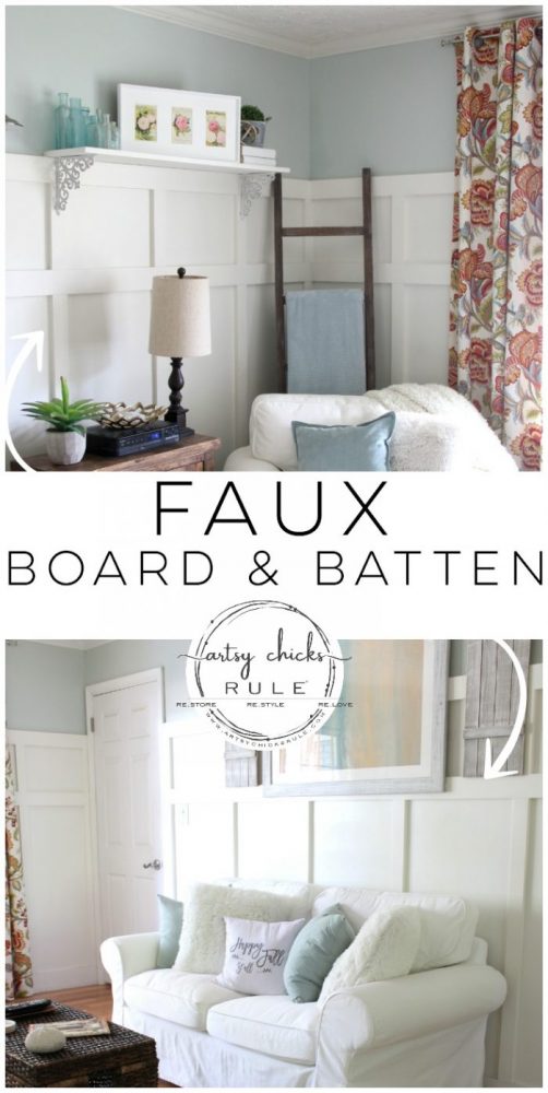 DIY Faux Board and Batten - Kitchen Wall 2 - #diy #boardandbatten artsychicksrule.com