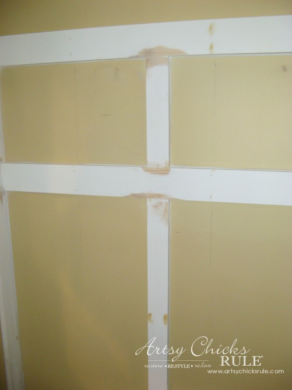DIY Faux Board and Batten - Filled, caulked and sanded - #diy #boardandbatten artsychicksrule.com