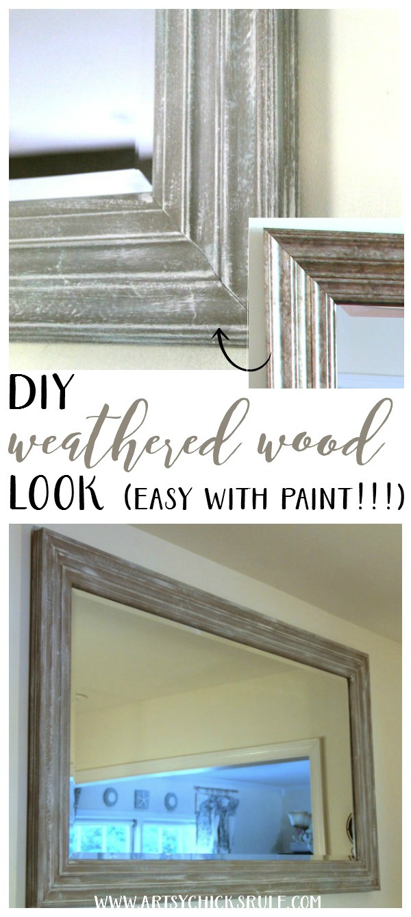 SO SIMPLE!! DIY Weathered Wood Look with Paint artsychicksrule.com #fauxweatheredwood #diyweatheredwood
