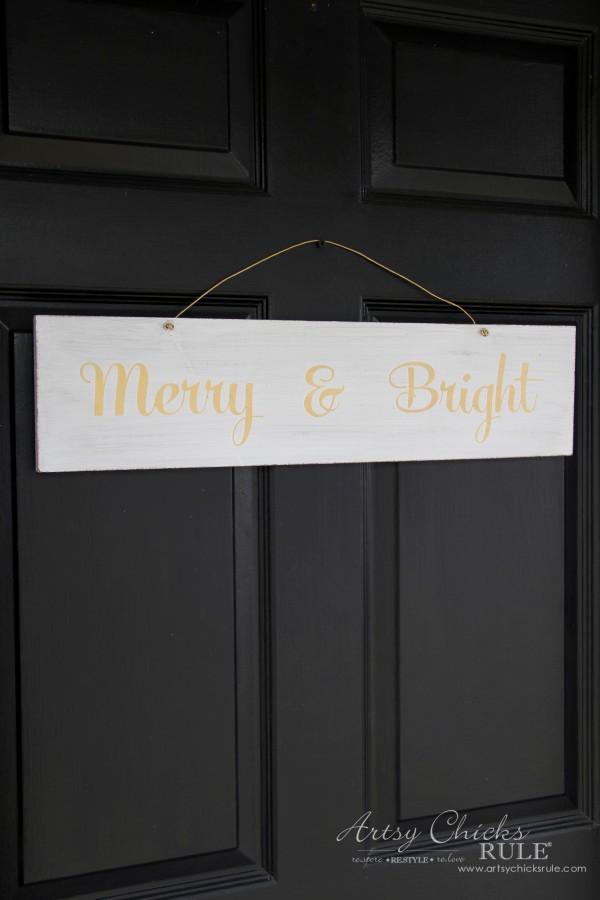 EASY DIY Merry and Bright Sign - Thrifty Makeover FRONT DOOR DECOR - artsychicksrule