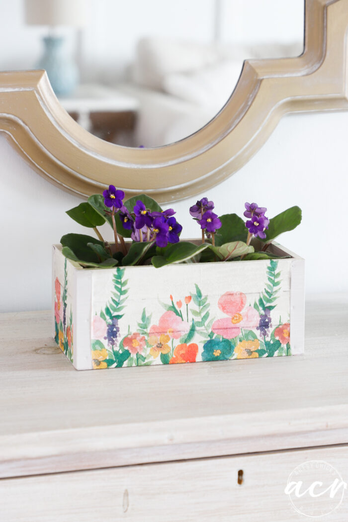 Flower Box with Napkin Decoupage