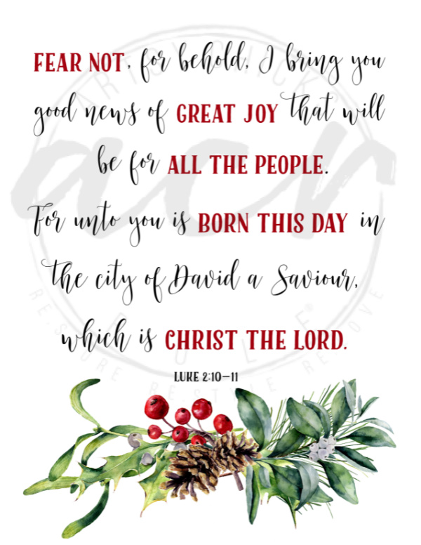 bible verse with pine cones and red berries