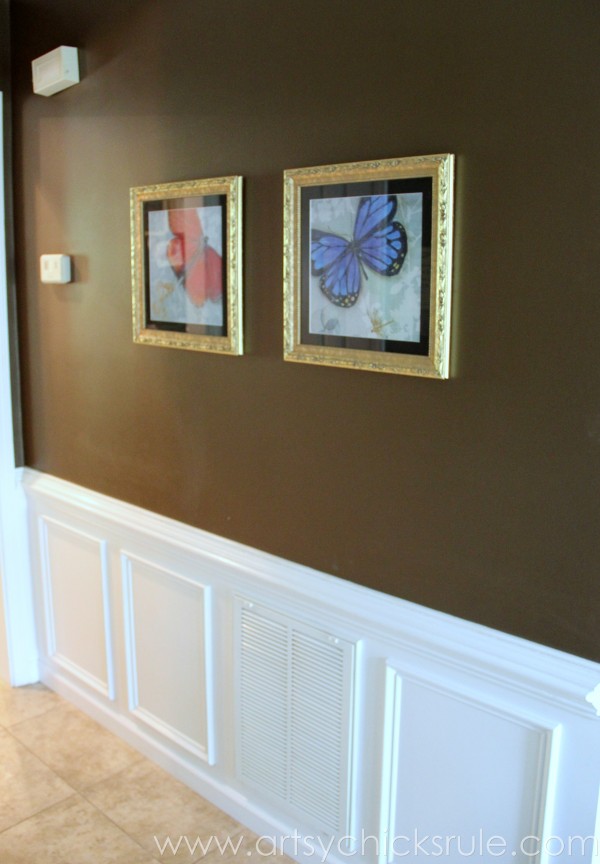 Foyer - Butterfly Artwork - New Wainsoting - Sherwin Williams - Kaffee - SW6104 - artsychicksrule.com