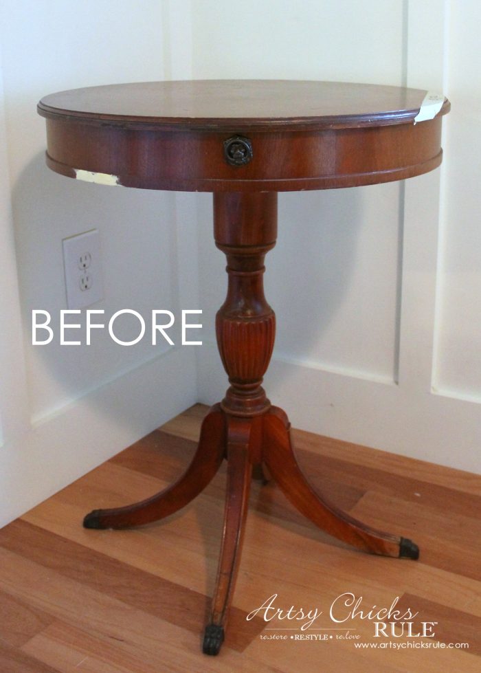French Round Side Table Makeover (Aubusson Blue, Florence & Provence)