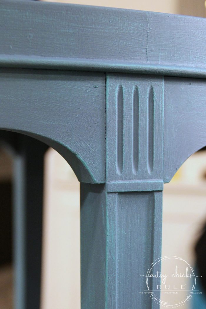 Layered Chalk Paint Makeover Tutorial - artsychicksrule.com #layeredchalkpaint #chalkpaintmakeover #paintedfurniture #aubussonblue