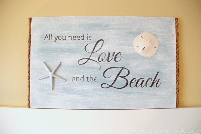 All you need is love sign artsychicksrule.com #allyouneedislove #beachsign #coastaldecor