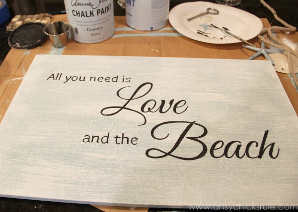 Love & the Beach - DIY Sign Tutorial - Lettering Hand Painted -artsychicksrule.com #thrifty #homedecor #beach #sign #coastal #diy