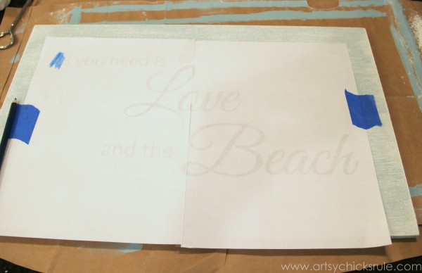 Love & the Beach - DIY Sign Tutorial - Transferring Lettering - artsychicksrule.com #thrifty #homedecor #beach #sign #coastal #diy