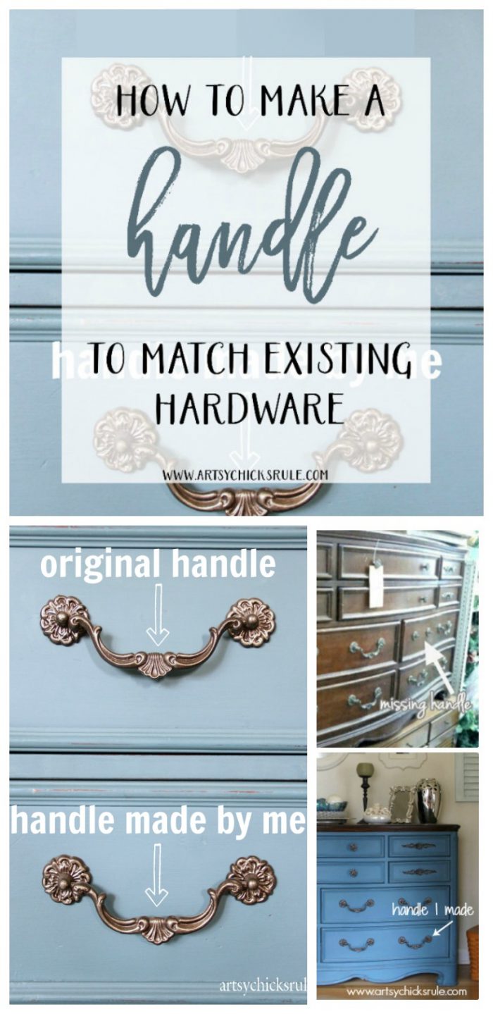 Missing Hardware or a Handle? Don't buy new, make one to match!!! It's SIMPLE! artsychicksrule.com #missinghardware #missinghandle #makeahandle 