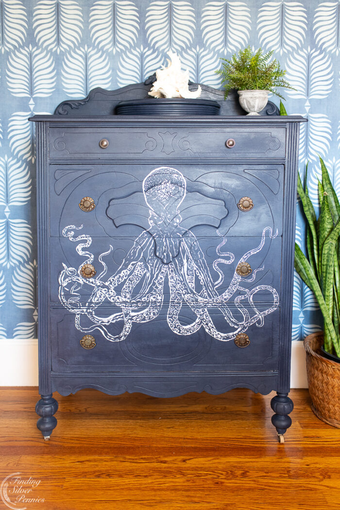 navy blue chest with octopus