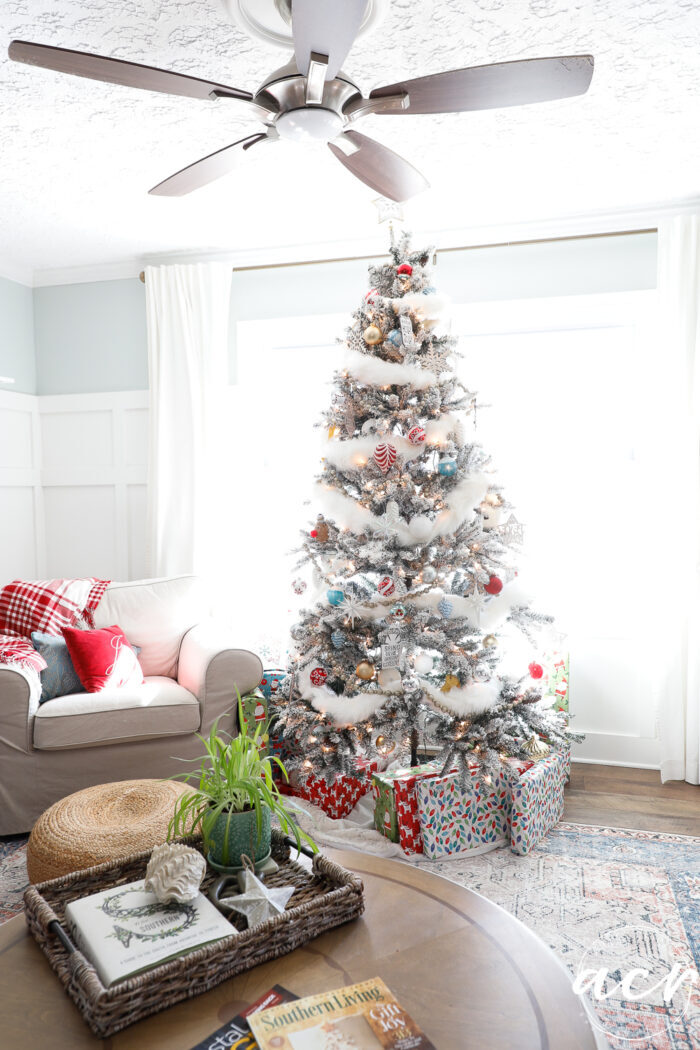 Christmas tree with ornaments and presents