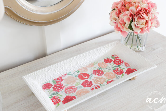 Scrapbook Paper Decoupage Tray Makeover