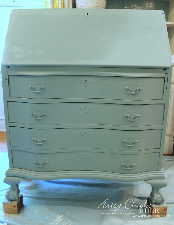 Secretary Desk Makeover (Chalk Paint® by Annie Sloan) - DUCK EGG BLUE - #MadeItMyOwn #sp #chalkpaint artsychicksrule