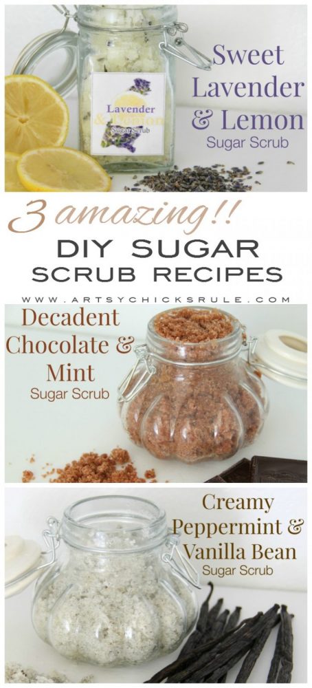 3 AMAZING (and simple!!) DIY Sugar Scrub Recipes (you can make!) artsychicksrule.com #sugarscrubs #sugarscrubrecipe #diysugarscrub #essentialoils