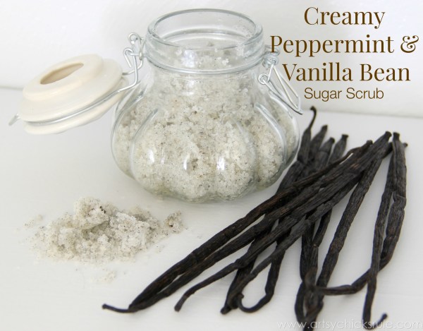 Simple DIY Sugar Scrub Recipes (you can do) - Creamy Peppermint Vanilla Bean - #vanillabean #peppermint #sugarscrub #diy artsychicksrule.com