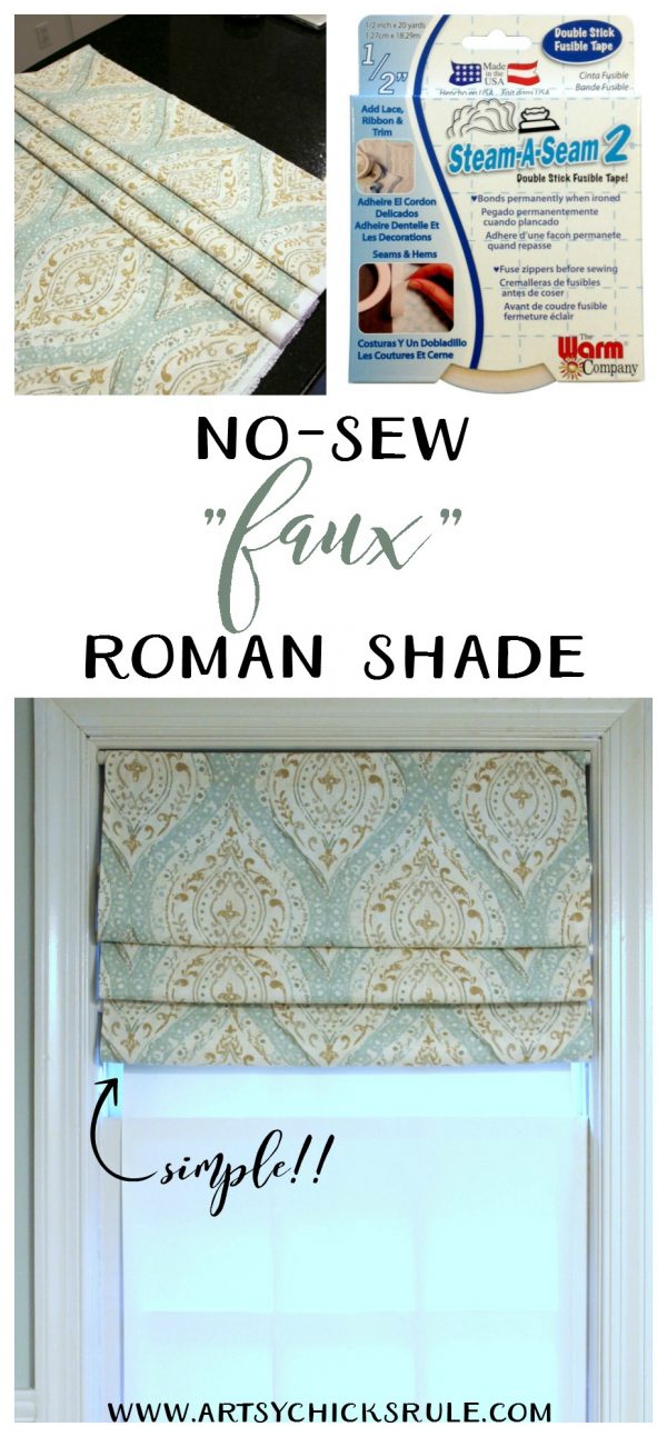 So SIMPLE!! No Sew Faux Roman Shade artsychicksrule.com
