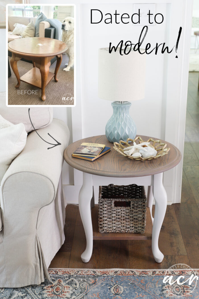 This updated end table went from dated to modern, made simple with the right products! artsychicksrule.com