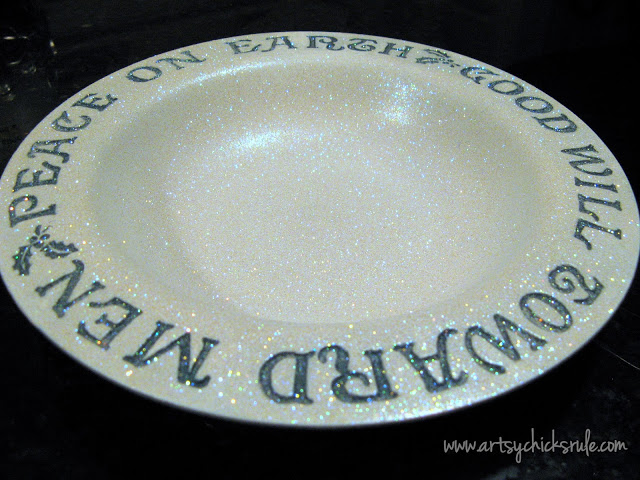 Ugly Thrift Store Find To Gorgeous, Glittery Holiday Platter- Artsy Chicks Rule