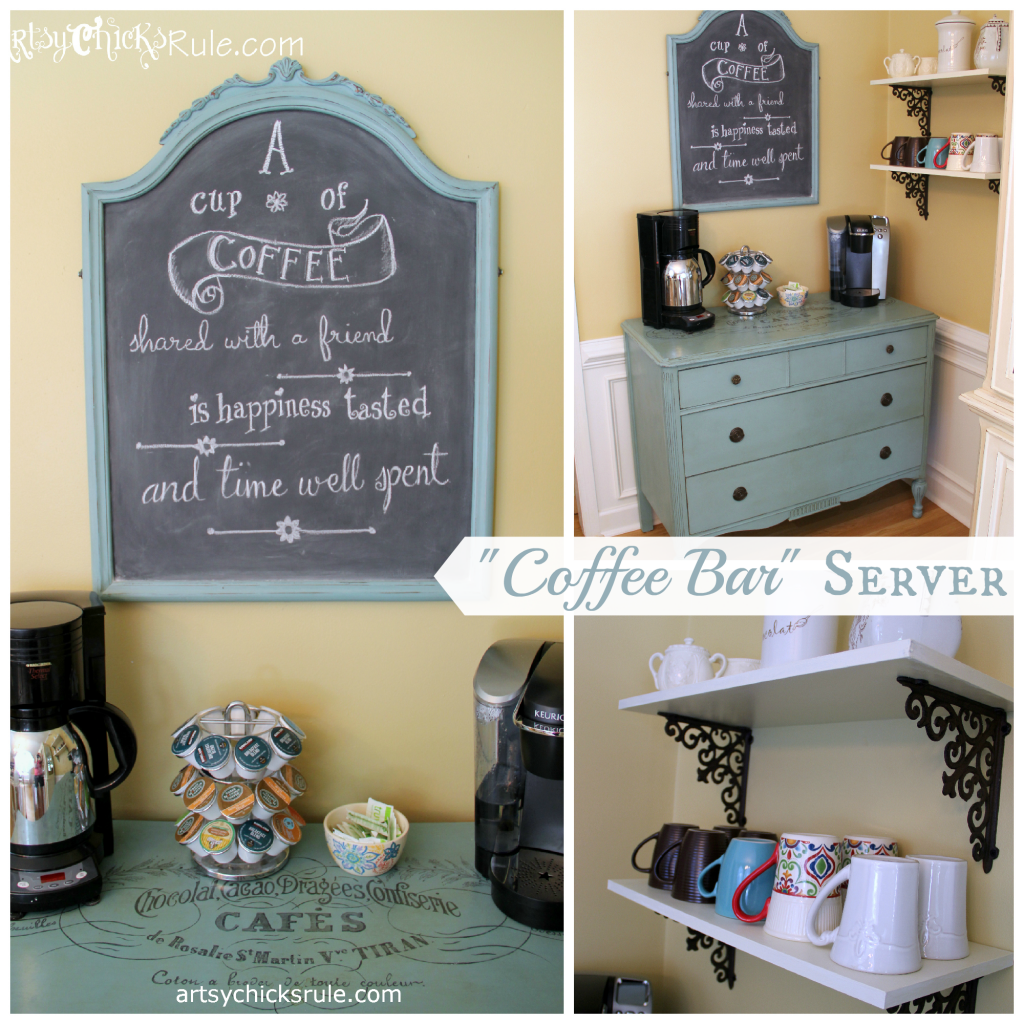 Coffee Bar Station (Annie Sloan Chalk Paint) with Shelves
